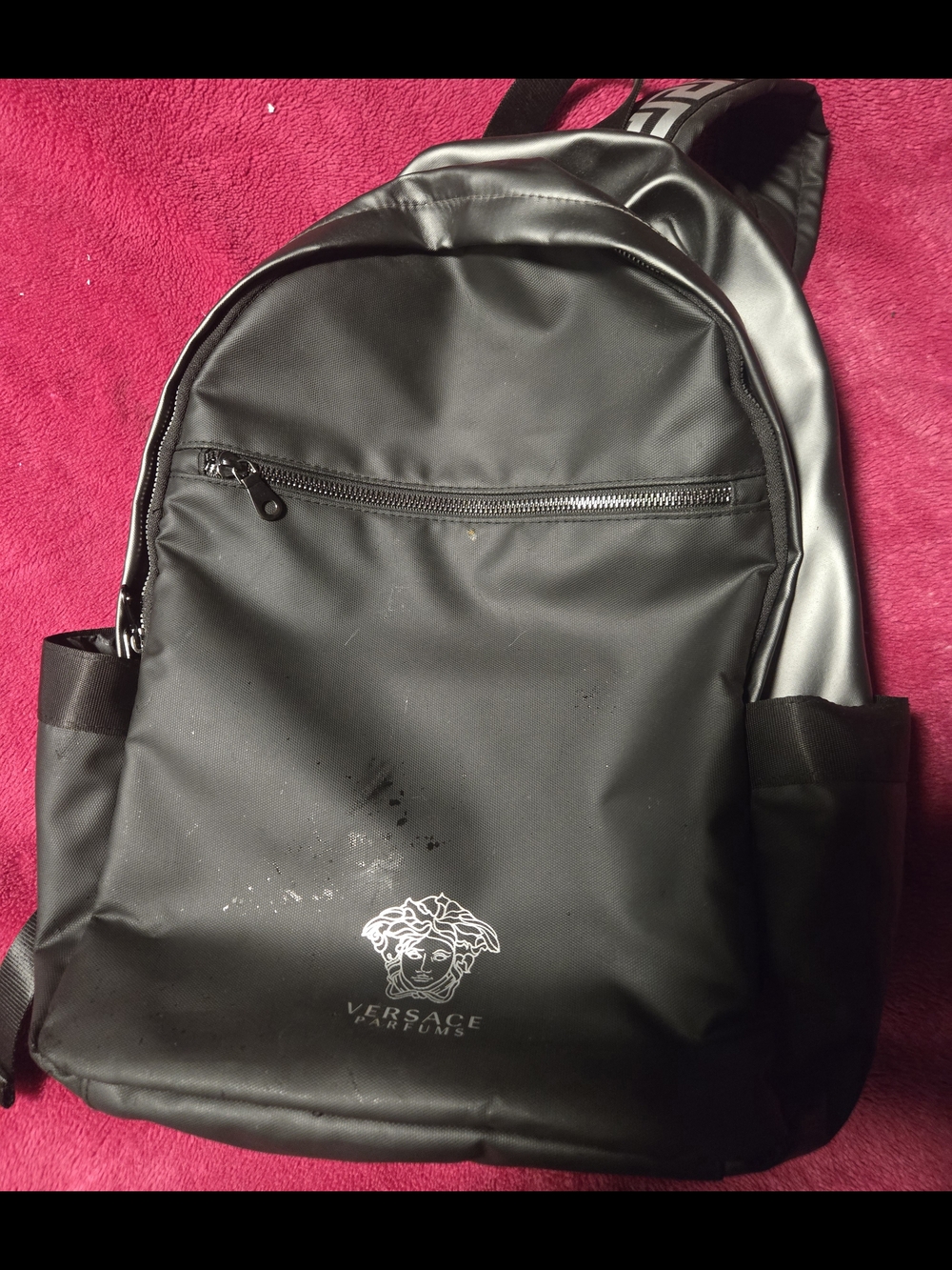 Versace Parfums Black Men's Logo Backpack